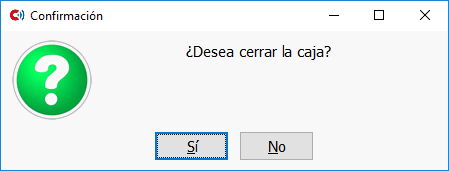 TPV Caja Amiga. Ventana mensaje de cierre Caja