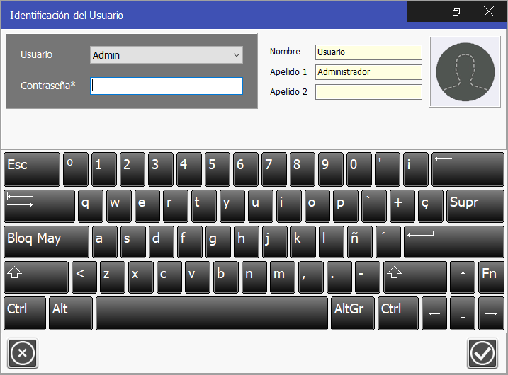Software de gestión de ventas TPV Caja Amiga. Verificación de acceso