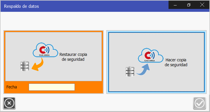 TPV Caja Amiga. Módulo de respaldos